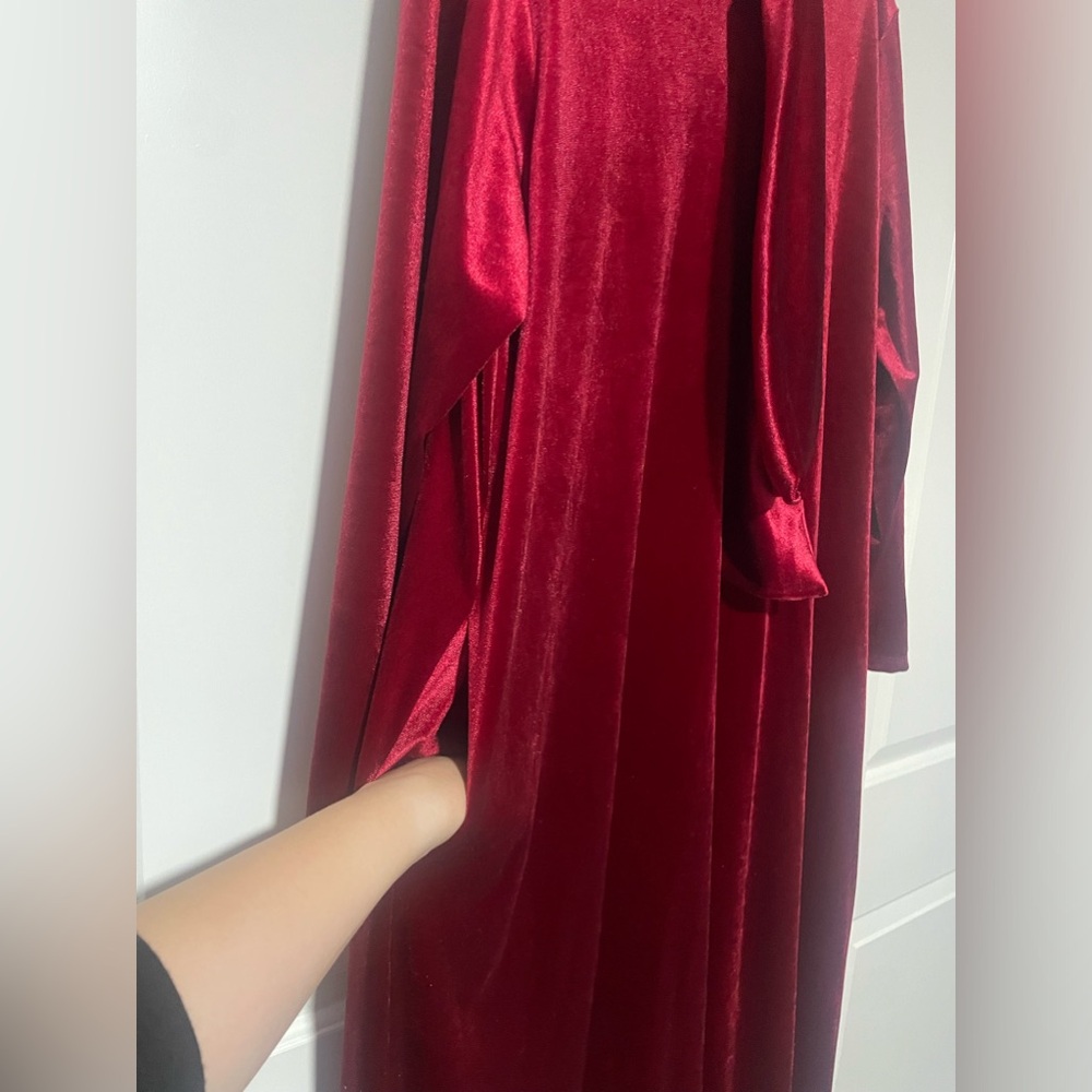 ♥️Velvet Burgundy Red Bubble Dress /w Pockets♥️ - Picture 4 of 13